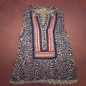 Tribal animal print sleeveless top Medium M